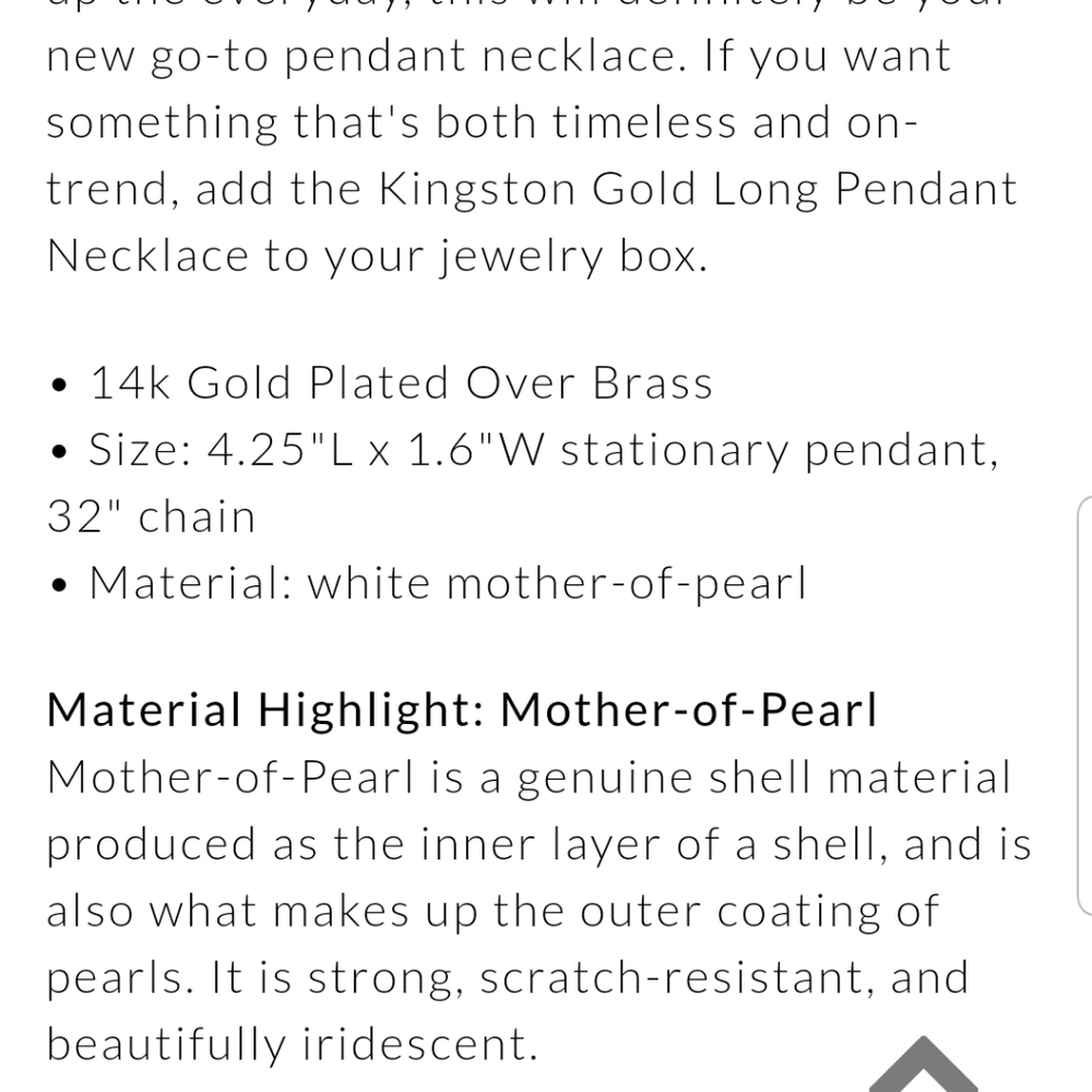 Kingston gold long pendant in white pearl NWT - Picture 6 of 7
